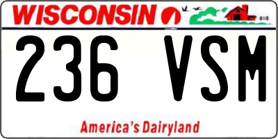 WI license plate 236VSM