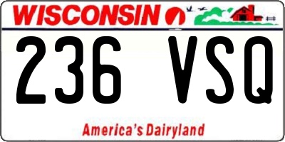 WI license plate 236VSQ