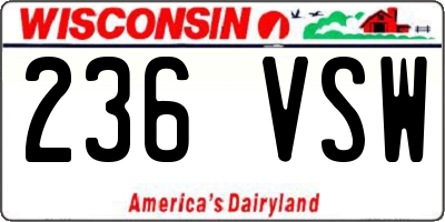 WI license plate 236VSW