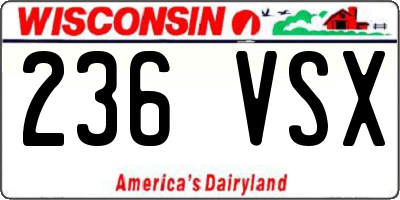 WI license plate 236VSX