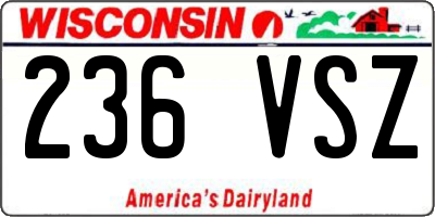 WI license plate 236VSZ