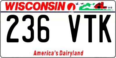 WI license plate 236VTK