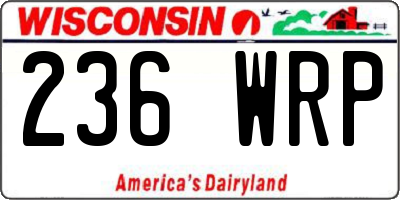 WI license plate 236WRP