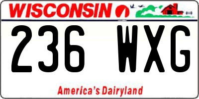 WI license plate 236WXG