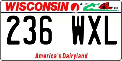 WI license plate 236WXL