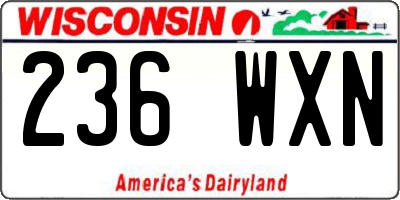 WI license plate 236WXN