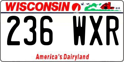 WI license plate 236WXR