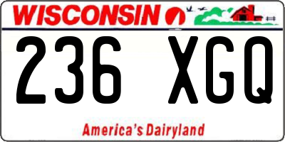 WI license plate 236XGQ