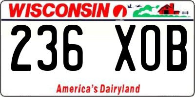 WI license plate 236XOB