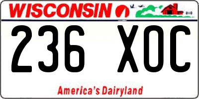 WI license plate 236XOC