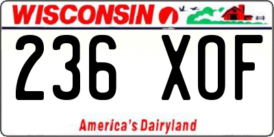 WI license plate 236XOF