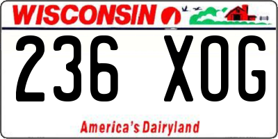 WI license plate 236XOG