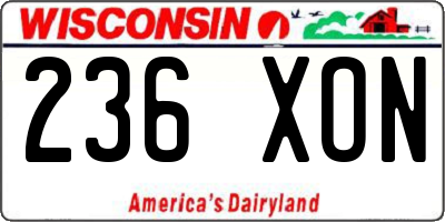 WI license plate 236XON