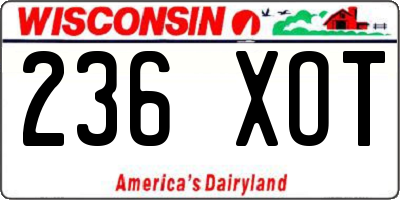 WI license plate 236XOT