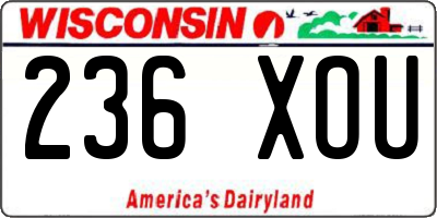 WI license plate 236XOU