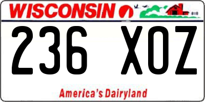 WI license plate 236XOZ