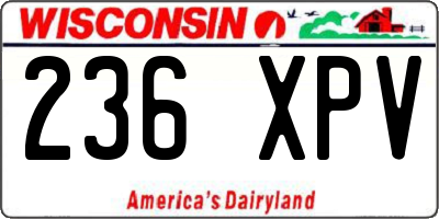 WI license plate 236XPV