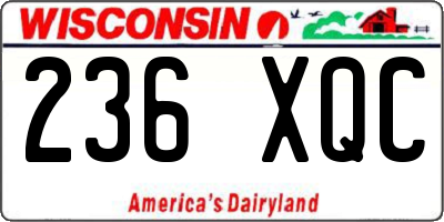WI license plate 236XQC