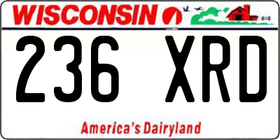 WI license plate 236XRD
