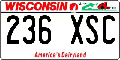 WI license plate 236XSC