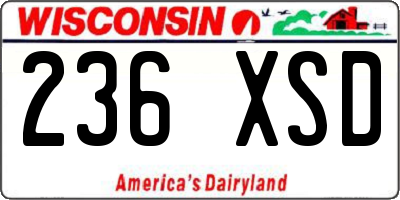 WI license plate 236XSD