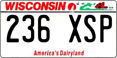 WI license plate 236XSP