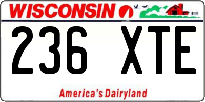 WI license plate 236XTE