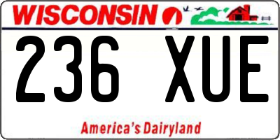 WI license plate 236XUE