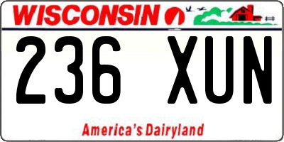 WI license plate 236XUN