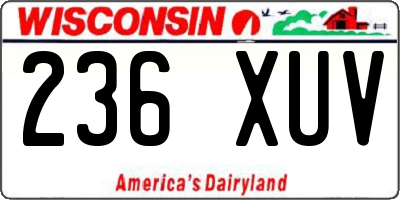 WI license plate 236XUV