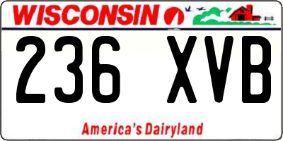 WI license plate 236XVB