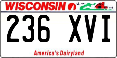 WI license plate 236XVI