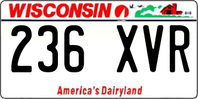 WI license plate 236XVR