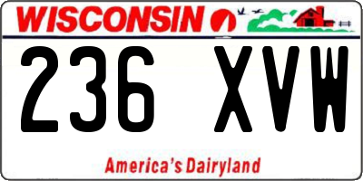 WI license plate 236XVW