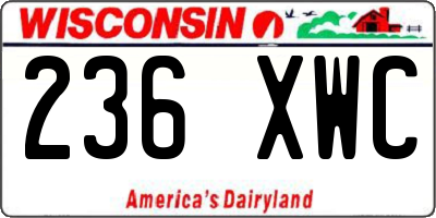 WI license plate 236XWC