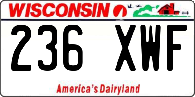 WI license plate 236XWF