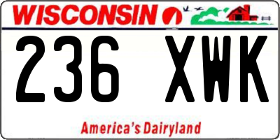 WI license plate 236XWK