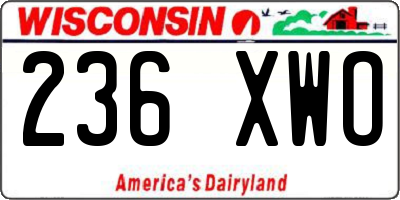 WI license plate 236XWO