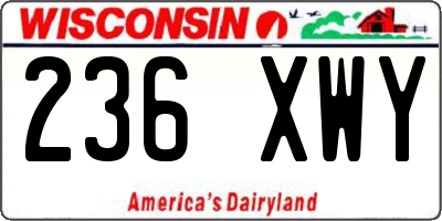 WI license plate 236XWY
