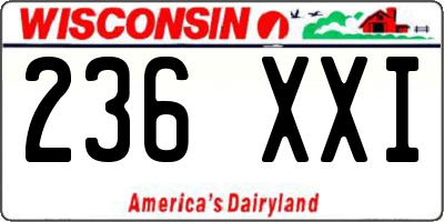 WI license plate 236XXI