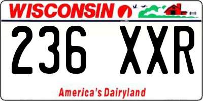 WI license plate 236XXR