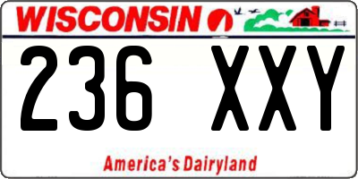 WI license plate 236XXY