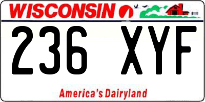 WI license plate 236XYF