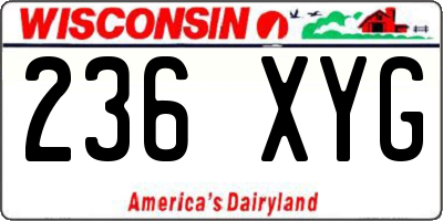 WI license plate 236XYG