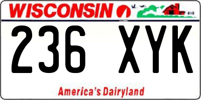 WI license plate 236XYK
