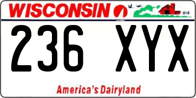 WI license plate 236XYX