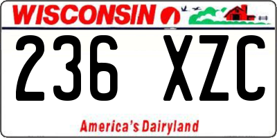 WI license plate 236XZC