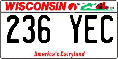 WI license plate 236YEC
