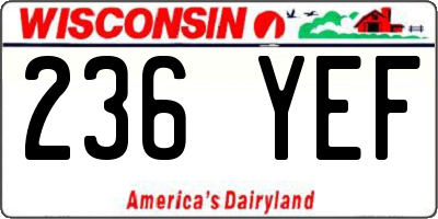 WI license plate 236YEF