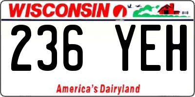 WI license plate 236YEH